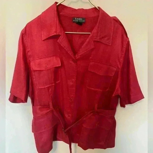 Lauren  Ralph Lauren Red Short Sleeve Jacket/Top Size 14W - Picture 1 of 6